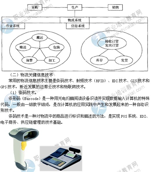 2014年中级经济师考试商业专业精讲：物流信息管理及关键技术