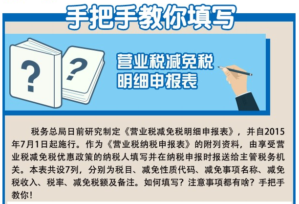 一张图教你填《营业税减免税明细申报表》