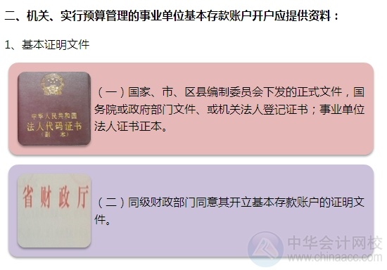 [图解开户流程]机关及实行预算管理的事业单位开立基本账户