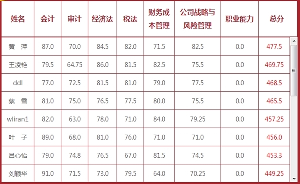 注册会计师奖学金申请名单