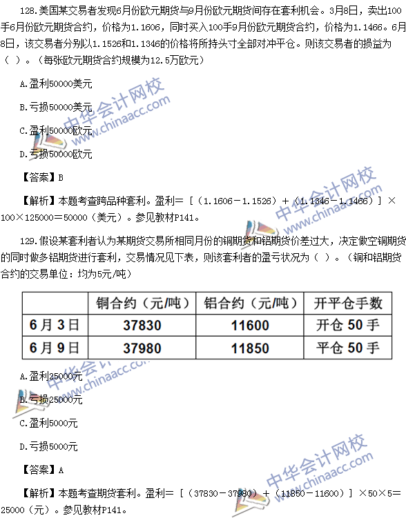 2016年期货从业资格考试《期货基础知识》样卷综合题及答案