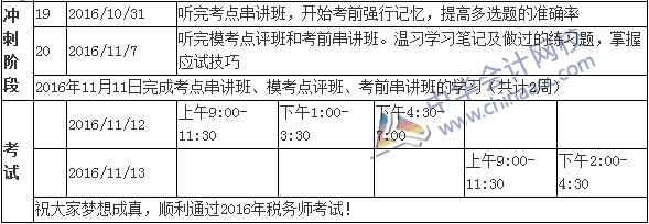 2016年税务师考试冲刺阶段学习计划表